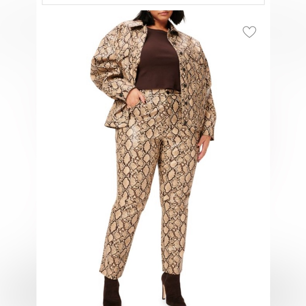 GOOD AMERICAN Oversized Trucker Jacket Snake Animal Print Neutral Beige Sz 3x